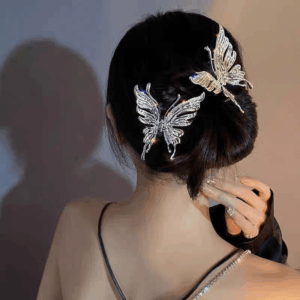 Geometric CZ Inlaid Hollow Butterfly Hair Claw Clip - ArtGalleryZen