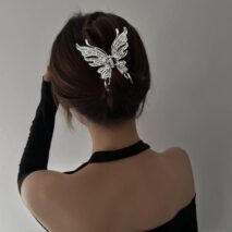 Geometric CZ Inlaid Hollow Butterfly Hair Claw Clip - ArtGalleryZen
