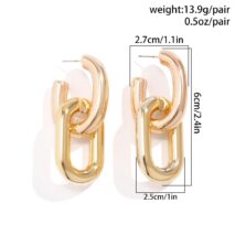 Geometric Double Oval Link Dangle Earrings - ArtGalleryZen