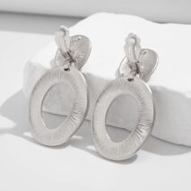 Geometric Frosted Gold Silver Tone Hoop Dangle Earrings - ArtGalleryZen