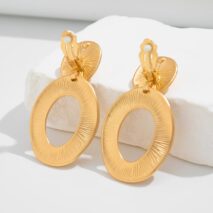Geometric Frosted Gold Silver Tone Hoop Dangle Earrings - ArtGalleryZen