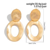 Geometric Frosted Gold Silver Tone Hoop Dangle Earrings - ArtGalleryZen