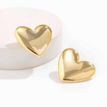 Chic Gold Plated Glossy Large Heart Earrings - ArtGalleryZen