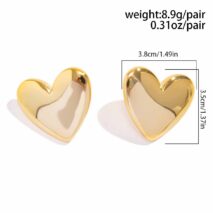 Chic Gold Plated Glossy Large Heart Earrings - ArtGalleryZen