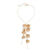 Geometric Gold Plated Leaf Pendant Y Necklace - ArtGalleryZen