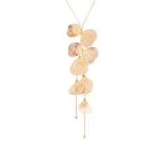 Geometric Gold Plated Leaf Pendant Y Necklace - ArtGalleryZen