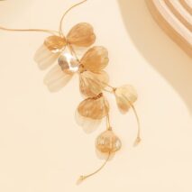 Geometric Gold Plated Leaf Pendant Y Necklace - ArtGalleryZen