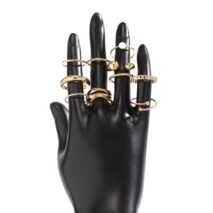 Geometric Gold Plated Twisted Waterdrop Round Disk Ball Open Ring Set - ArtGalleryZen
