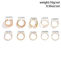 Geometric Gold Plated Twisted Waterdrop Round Disk Ball Open Ring Set - ArtGalleryZen