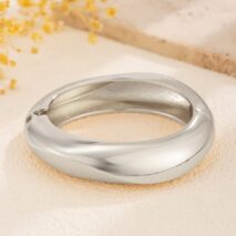 Geometric Gold Silver Plated Curved Bangle Bracelet Set - ArtGalleryZen