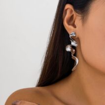 Geometric Gold Silver Plated Curved Shaped Earrings - ArtGalleryZen