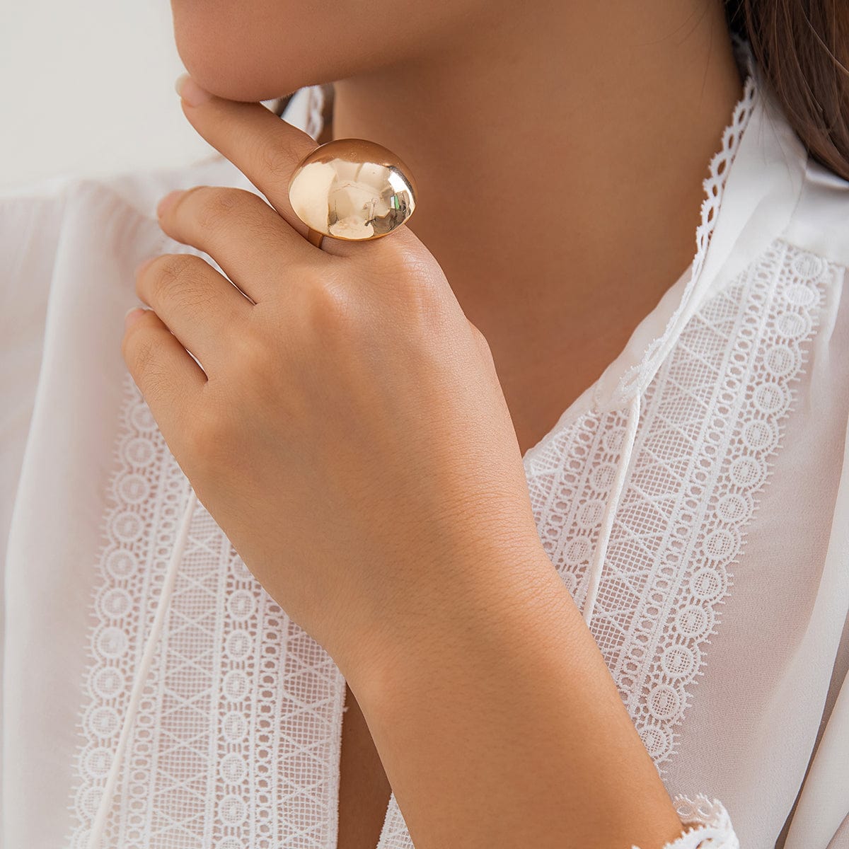 Geometric Gold Silver Plated Half Ball Open Ring - ArtGalleryZen
