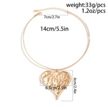 Geometric Gold Silver Plated Heart Pendant Necklace - ArtGalleryZen