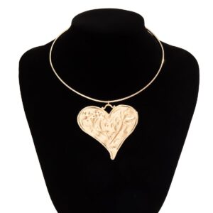 Geometric Gold Silver Plated Heart Pendant Necklace - ArtGalleryZen