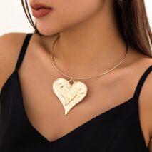 Geometric Gold Silver Plated Heart Pendant Necklace - ArtGalleryZen