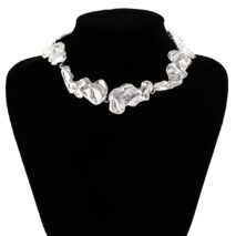 Geometric Gold Silver Plated Irregular Lava Choker Necklace - ArtGalleryZen