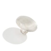Geometric Gold Silver Plated Oval Disk Open Ring - ArtGalleryZen