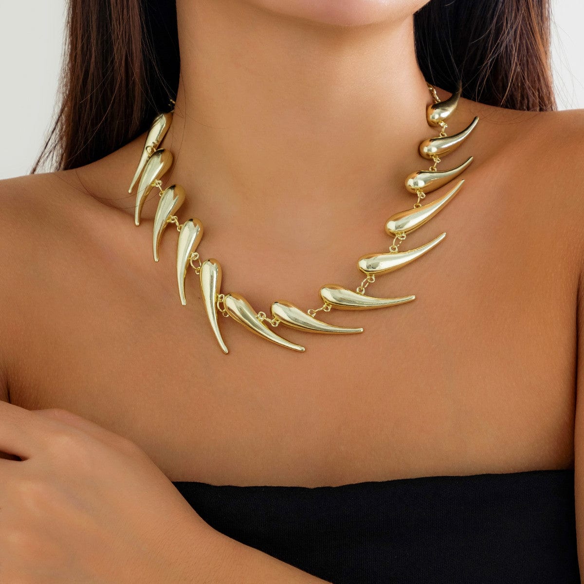 Geometric Gold Silver Plated Waterdrop Necklace - ArtGalleryZen