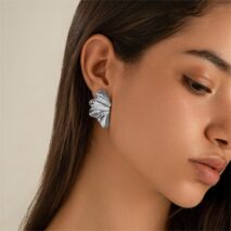 Geometric Gold Silver Plated Wing Shaped Earrings - ArtGalleryZen