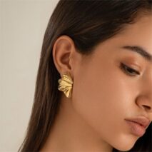 Geometric Gold Silver Plated Wing Shaped Earrings - ArtGalleryZen