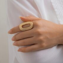 Geometric Gold Silver Plated Zero Shaped Open Ring - ArtGalleryZen
