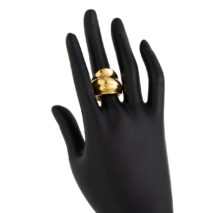 Geometric Gold Silver Tone Chunky Pleated Ring - ArtGalleryZen