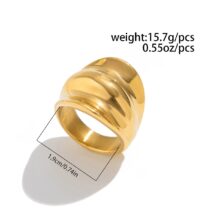 Geometric Gold Silver Tone Chunky Pleated Ring - ArtGalleryZen