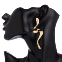 Geometric Gold Silver Tone Curved Ribbon Earrings - ArtGalleryZen