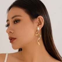 Geometric Gold Silver Tone Curved Ribbon Earrings - ArtGalleryZen