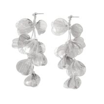 Geometric Abstract Gold Silver Tone Leaf Pendant Earrings - ArtGalleryZen