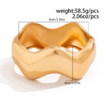 Geometric Gold Silver Tone Glossy Wave Bangle Bracelet - ArtGalleryZen