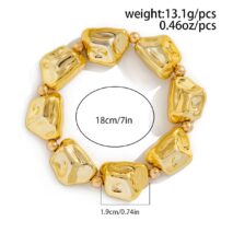 Geometric Gold Silver Tone Irregular Beaded Bracelet - ArtGalleryZen