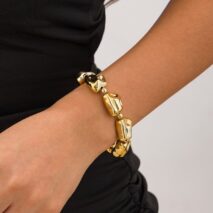 Geometric Gold Silver Tone Irregular Beaded Bracelet - ArtGalleryZen