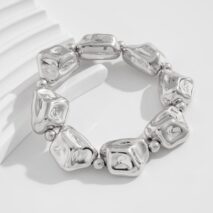 Geometric Gold Silver Tone Irregular Beaded Bracelet - ArtGalleryZen