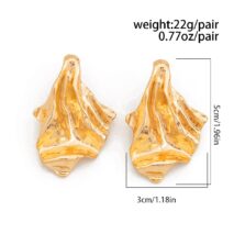 Geometric Gold Silver Tone Irregular Pleated Stud Earrings - ArtGalleryZen