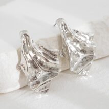 Geometric Gold Silver Tone Irregular Pleated Stud Earrings - ArtGalleryZen