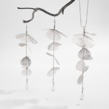 Geometric Gold Silver Tone Leaf Crystal Pendant Y Necklace Earrings Set - ArtGalleryZen