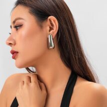 Geometric Gold Silver Tone Metallic Dangle Earrings - ArtGalleryZen
