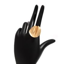 Geometric Gold Silver Tone Round Disk Curved Open Ring - ArtGalleryZen
