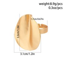 Geometric Gold Silver Tone Round Disk Curved Open Ring - ArtGalleryZen
