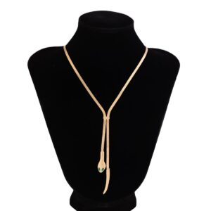 Geometric Gold Silver Tone Snake Necklace - ArtGalleryZen