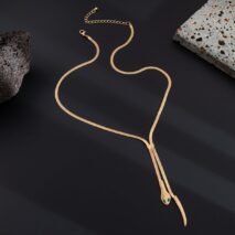 Geometric Gold Silver Tone Snake Necklace - ArtGalleryZen