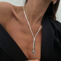 Geometric Gold Silver Tone Snake Necklace - ArtGalleryZen