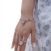 Geometric Healing Stone Rose Bangle Bracelet - ArtGalleryZen
