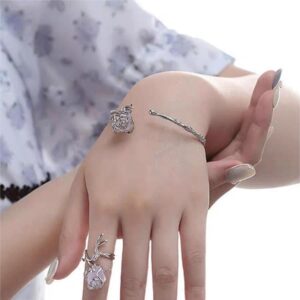 Geometric Healing Stone Rose Bangle Bracelet - ArtGalleryZen