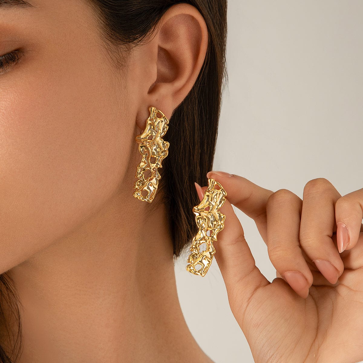 Geometric Irregular Abstract Lava Earrings - ArtGalleryZen