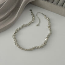 Geometric Irregular Beaded Chain Choker Necklace Bracelet - ArtGalleryZen