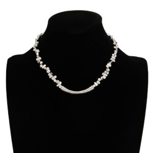 Geometric Irregular Beaded Chain Choker Necklace Bracelet - ArtGalleryZen