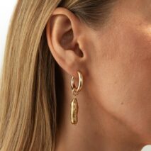 Geometric Irregular Beaded Dangle Huggie Hoop Earrings - ArtGalleryZen