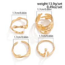 Geometric Irregular Flow Lava Open Ring Set - ArtGalleryZen